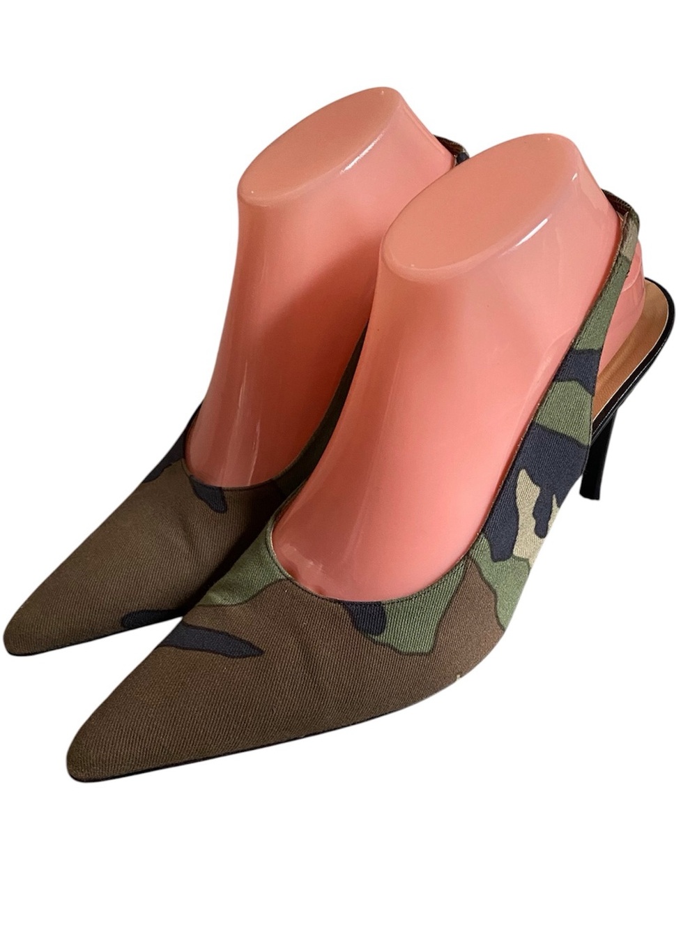Ombeline camouflage pointed toe Slingback heels